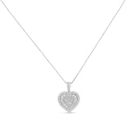 Bids.com 10K White Gold 1 cttw Multi Cut 1 cttw Diamond Heart Pendant Necklace (H-I, I1-I2) Necklaces