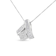Bids.com 14K White Gold 1 7/8 cttw Princess and Baguette Cut Mixed Geometry Diamond Pendant Necklace (G-H, SI1-SI2) Necklaces