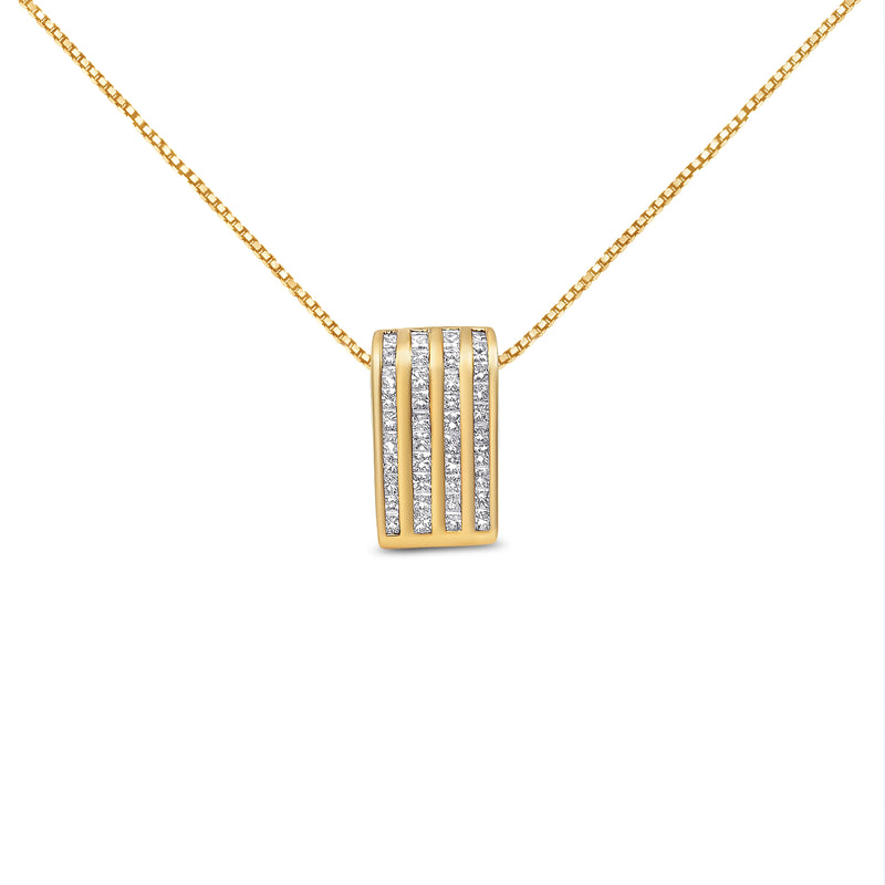 Bids.com 14K Yellow Gold 2 1/3 cttw Princess Cut Diamond Block Pendant Necklace (H-I, SI1-SI2) Necklaces