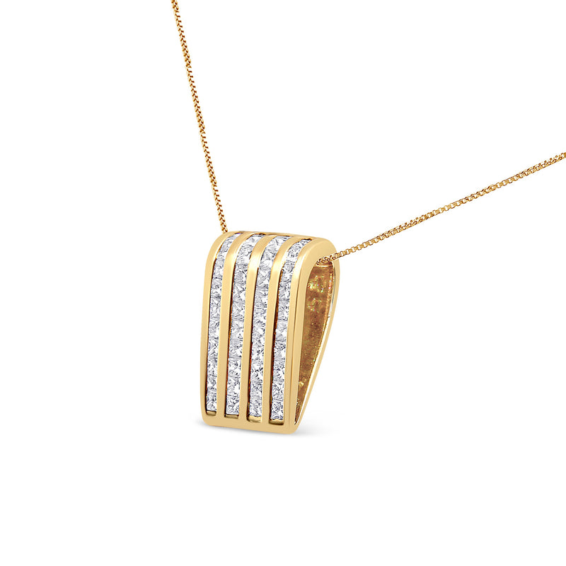 Bids.com 14K Yellow Gold 2 1/3 cttw Princess Cut Diamond Block Pendant Necklace (H-I, SI1-SI2) Necklaces