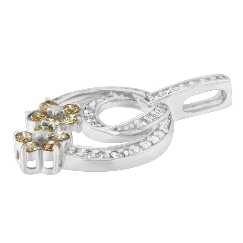 Bids.com .925 Sterling Silver 1 cttw Round Cut Diamond Floral Garden Pendant Necklace (H-I, I1-I2) Necklaces