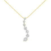 Bids.com AGS Certified 14K Yellow Gold 2.0 Cttw Baguette and Brilliant Round-Cut Diamond Journey 18" Pendant Necklace (F-G Color, I1-I2 Clarity) Necklaces