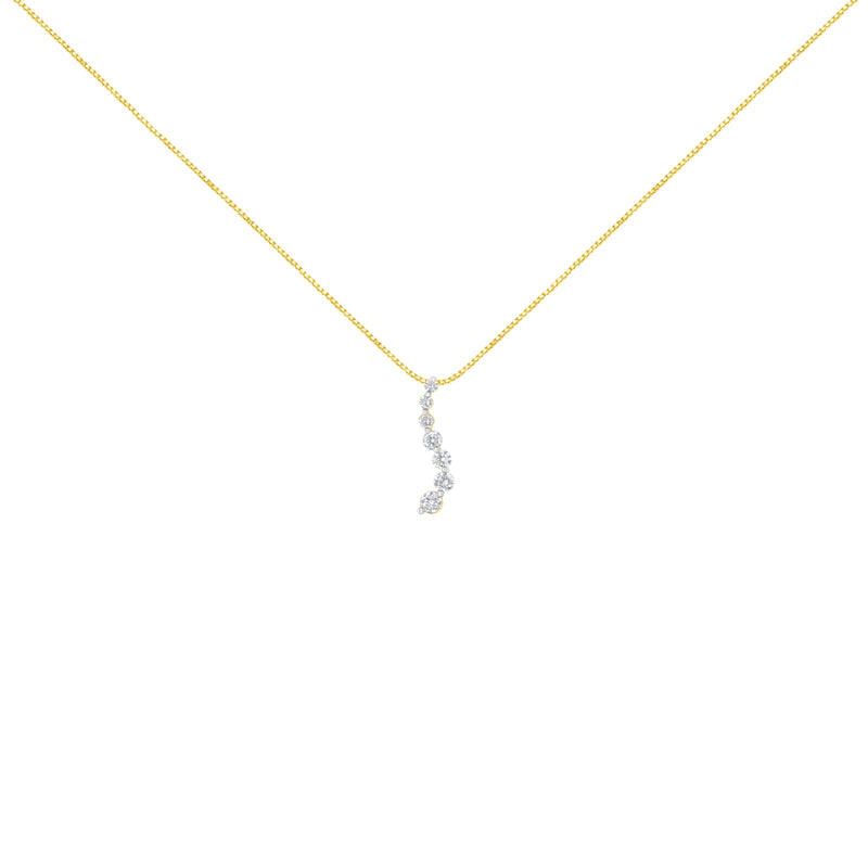 Bids.com AGS Certified 14K Yellow Gold 2.0 Cttw Baguette and Brilliant Round-Cut Diamond Journey 18" Pendant Necklace (F-G Color, I1-I2 Clarity) Necklaces