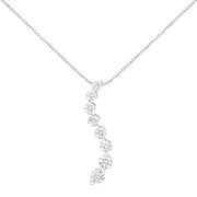Bids.com AGS Certified 14k White Gold 3.0 Cttw Baguette and Brilliant Round-Cut Diamond Journey 18" Pendant Necklace (K-L Color, I1-I2 Clarity) Necklaces