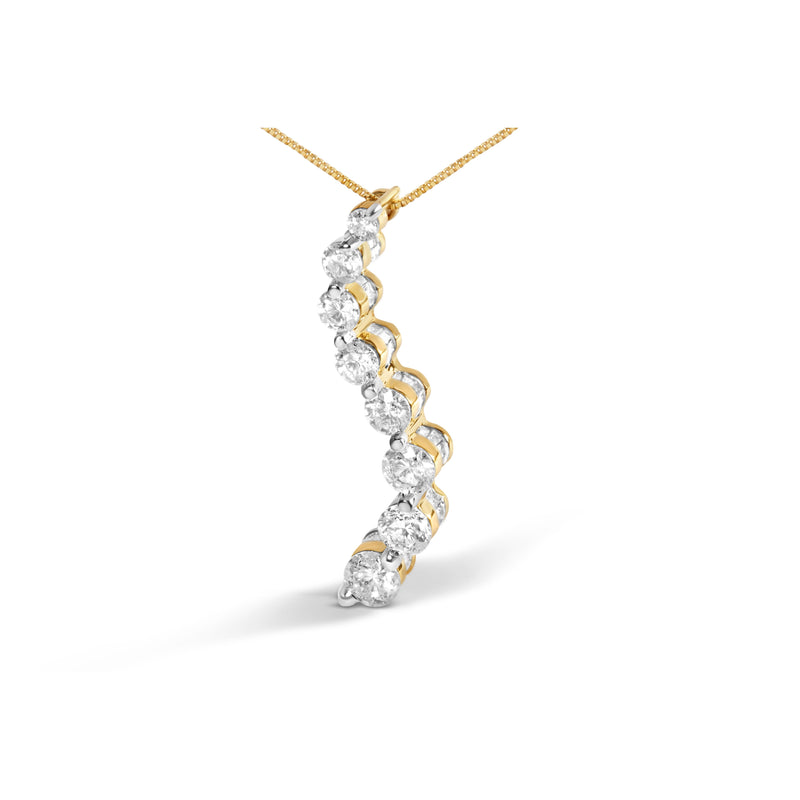 Bids.com 14k Yellow Gold 3.0 cttw Baguette and Brilliant Round-Cut Diamond Journey 18" Pendant Necklace (I-J Color, I2-I3 Clarity) Necklaces