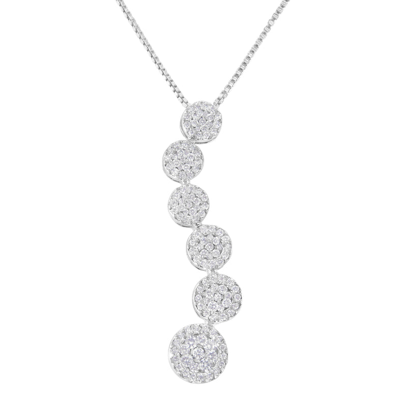 Bids.com 14K White Gold 1 cttw Diamond Cluster Journey Pendant Necklace (H-I, I1-I2) Necklaces