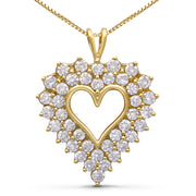 Bids.com 14K Yellow Gold Plated .925 Sterling Silver 4.0 Cttw Diamond Shadow Frame Heart 18" Pendant Necklace (J-K Color, I1-I2 Clarity) Necklaces