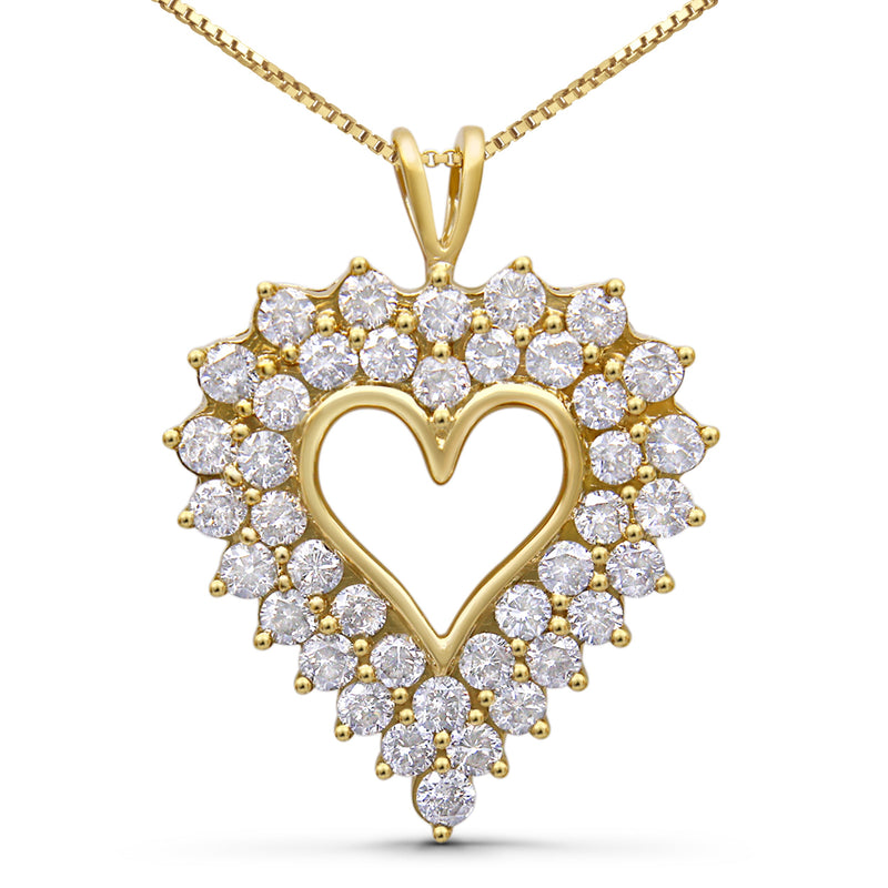 Bids.com 14K Yellow Gold Plated .925 Sterling Silver 4.0 Cttw Diamond Shadow Frame Heart 18" Pendant Necklace (J-K Color, I1-I2 Clarity) Necklaces