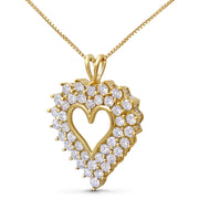 Bids.com 14K Yellow Gold Plated .925 Sterling Silver 4.0 Cttw Diamond Shadow Frame Heart 18" Pendant Necklace (J-K Color, I1-I2 Clarity) Necklaces