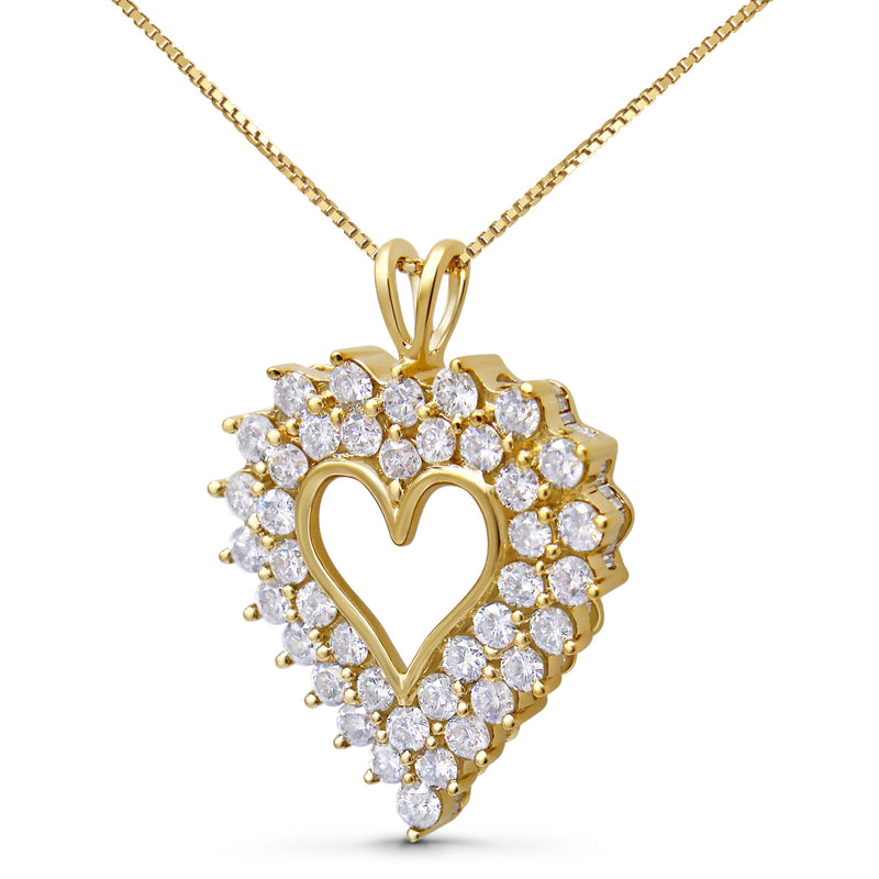 Bids.com 14K Yellow Gold Plated .925 Sterling Silver 4.0 Cttw Diamond Shadow Frame Heart 18" Pendant Necklace (J-K Color, I1-I2 Clarity) Necklaces
