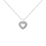 Bids.com .925 Sterling Silver 1.0 Ctw Diamond Shadow Open Heart Halo 18" Pendant Necklace (I-J Color, I1-I2 Clarity) Necklaces