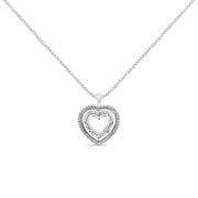 Bids.com .925 Sterling Silver 1.0 Ctw Diamond Shadow Open Heart Halo 18" Pendant Necklace (I-J Color, I1-I2 Clarity) Necklaces