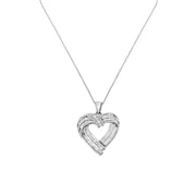 Bids.com Sterling Silver 7/8 cttw Baguette Diamond Heart Pendant Necklace (I-J, I2-I3) Necklaces