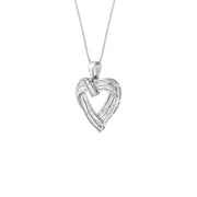 Bids.com Sterling Silver 7/8 cttw Baguette Diamond Heart Pendant Necklace (I-J, I2-I3) Necklaces