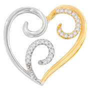 Bids.com 10K Two-Toned Gold 1/10 cttw Round Cut Diamond Swirl Heart Accent Pendant Necklace (H-I, I1-I2) Necklaces