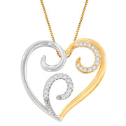 Bids.com 10K Two-Toned Gold 1/10 cttw Round Cut Diamond Swirl Heart Accent Pendant Necklace (H-I, I1-I2) Necklaces