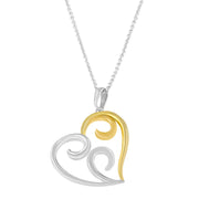 Bids.com 10K Yellow Gold Over .925 Sterling Silver Open Heart with Swirls 18" Box Chain Pendant Necklace Necklaces