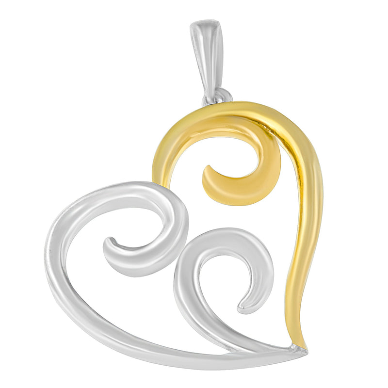 Bids.com 10K Yellow Gold Over .925 Sterling Silver Open Heart with Swirls 18" Box Chain Pendant Necklace Necklaces