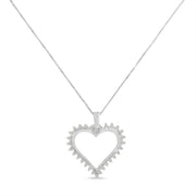 Bids.com .925 Sterling Silver 1/4 cttw 3-Prong Diamond Open Heart 18" Pendant Necklace (I-J Color, I3 Clarity) Necklaces