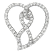 Bids.com 14K White Gold 1.0 Cttw White Diamond Awareness Ribbon & Open Heart 18" Pendant Necklace (H-I Color, I1-I2 Clarity) - White Diamond Ribbon Necklaces