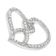 Bids.com 14K White Gold 1.0 Cttw White Diamond Awareness Ribbon & Open Heart 18" Pendant Necklace (H-I Color, I1-I2 Clarity) - White Diamond Ribbon Necklaces