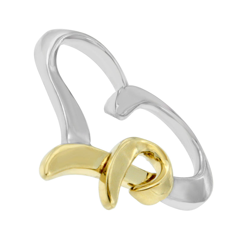 Bids.com .925 Sterling Silver and 14K Yellow Gold Two-Tone Heart Shaped Pendant Necklace Necklaces