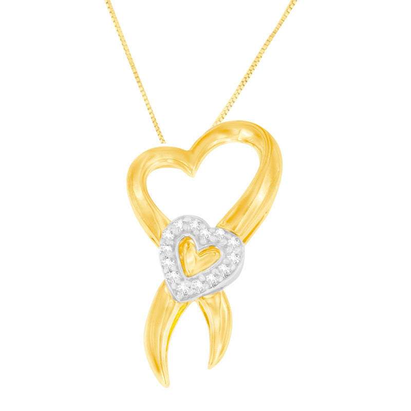 Bids.com 10K Two-Tone Gold 1/10 cttw Diamond Heart Pendant Necklace (H-I, I1-I2) Necklaces