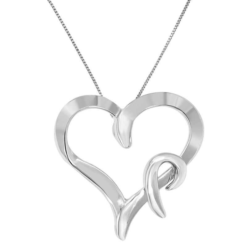 Bids.com .925 Sterling Silver Heart Shaped Pendant Necklace Necklaces