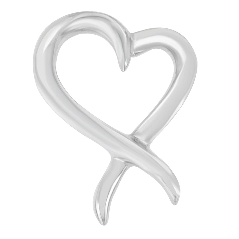 Bids.com .925 Sterling Silver Open Heart-Shaped Awareness Ribbon Pendant Necklace Necklaces