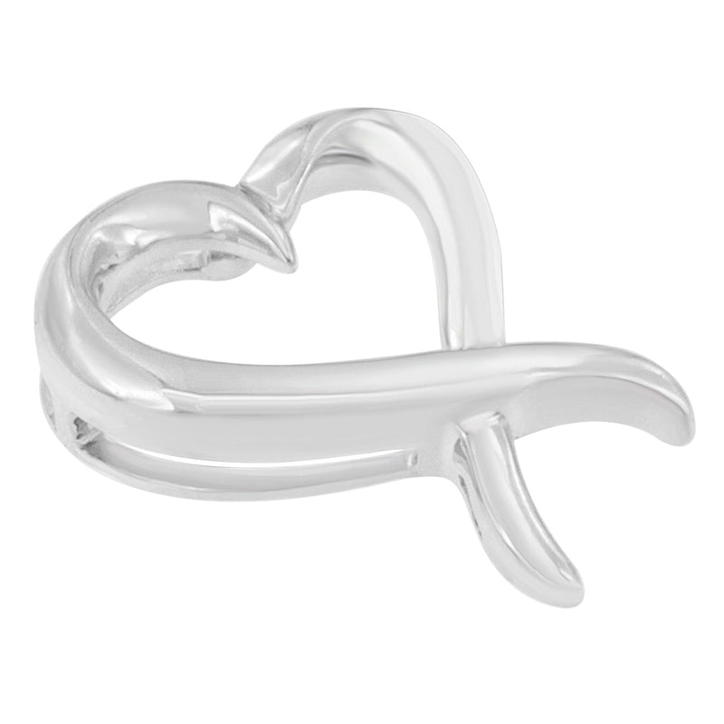 Bids.com .925 Sterling Silver Open Heart-Shaped Awareness Ribbon Pendant Necklace Necklaces