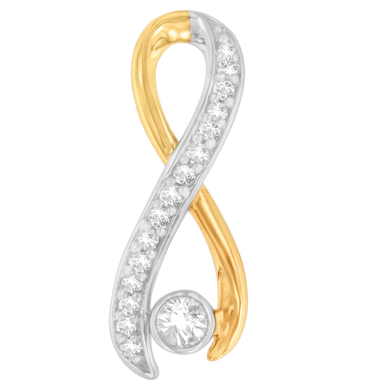 Bids.com 10K Two-Tone Gold 1/5 cttw Diamond Radiant Ribbon Pendant Necklace (H-I, I1-I2) Necklaces