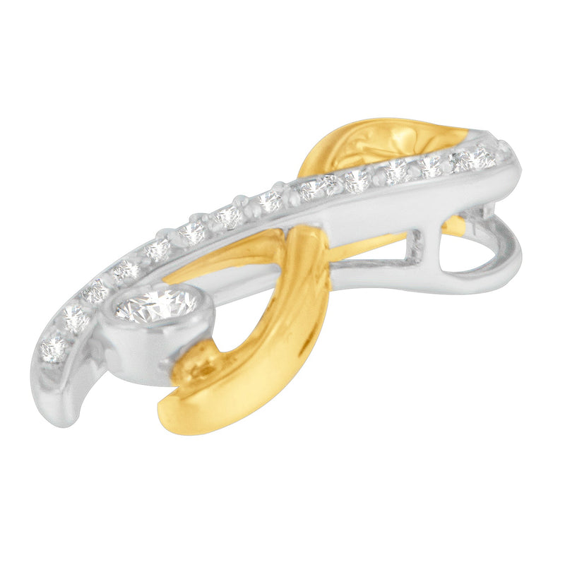 Bids.com 10K Two-Tone Gold 1/5 cttw Diamond Radiant Ribbon Pendant Necklace (H-I, I1-I2) Necklaces