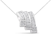 Bids.com 14K White Gold 1 1/2 Cttw Invisible Set Princess and Channel Set Baguette-cut Diamond Triple Curve Pendant Necklace (G-H Color, SI1-SI2 Clarity) - NO CHAIN INCLUDED Necklaces