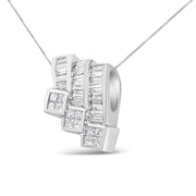 Bids.com 14K White Gold 1 1/2 Cttw Invisible Set Princess and Channel Set Baguette-cut Diamond Triple Curve Pendant Necklace (G-H Color, SI1-SI2 Clarity) - NO CHAIN INCLUDED Necklaces