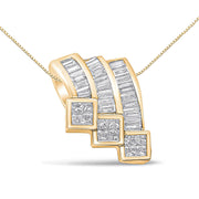 Bids.com 14K White Gold 1 1/2 Cttw Invisible Set Princess and Channel Set Baguette-cut Diamond Triple Curve Pendant Necklace (G-H Color, SI1-SI2 Clarity) - NO CHAIN INCLUDED Necklaces