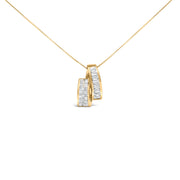 Bids.com 14K Yellow Gold 1 5/8 Cttw Princess and Baguette Diamond Duo Bar Pendant Necklace (G-H Color, VS2-SI1 Clarity) - 18" Necklaces