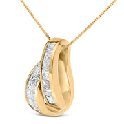 Bids.com 14K Yellow Gold 1 5/8 Cttw Princess and Baguette Diamond Duo Bar Pendant Necklace (G-H Color, VS2-SI1 Clarity) - 18" Necklaces