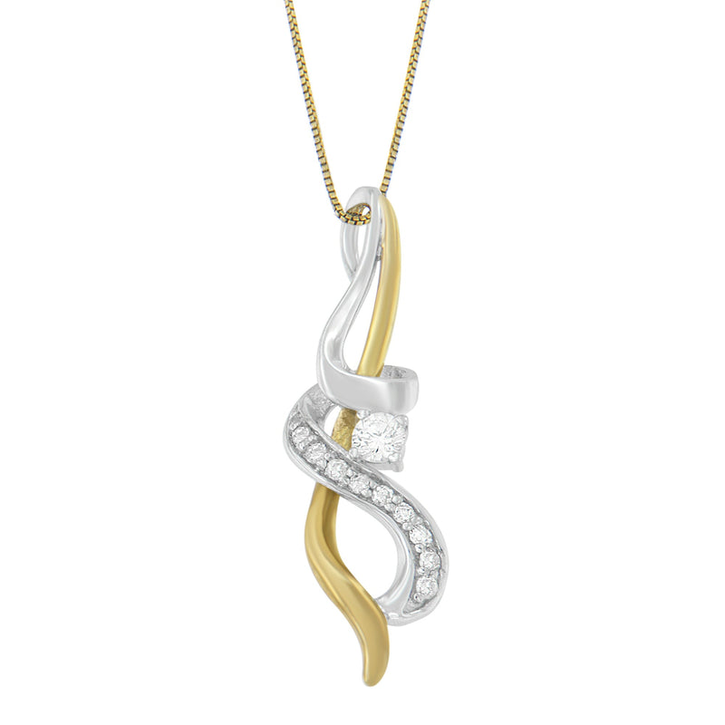 Bids.com Espira 10K Two-tone Gold 1/5 cttw Diamond Intertwined Swirl Pendant Necklace (J-K, I1-I2) Necklaces