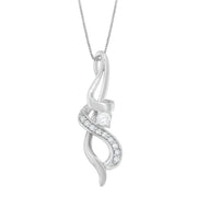 Bids.com Espira 10K White Gold 1/5 cttw Round Cut Diamond Swirl Pendant Necklace (J-K, I1-I2) Necklaces