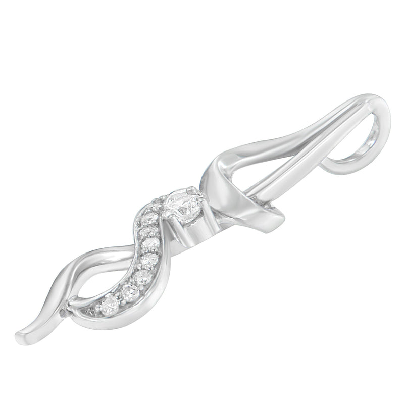 Bids.com Espira 10K White Gold 1/5 cttw Round Cut Diamond Swirl Pendant Necklace (J-K, I1-I2) Necklaces