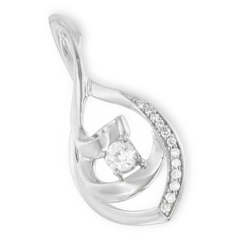 Bids.com 10K White Gold 1/4 Cttw Brilliant-Cut Round Diamond Spiral Link 18" Pendant Necklace (I-J Color, I2-I3 Clarity) Necklaces