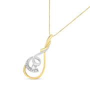 Bids.com Espira 10K Two-Tone Yellow & White 1/6 Cttw Brilliant-Cut Diamond Layered Spiral 18" Pendant Necklace (H-I Color, I2-I3 Clarity) Necklaces