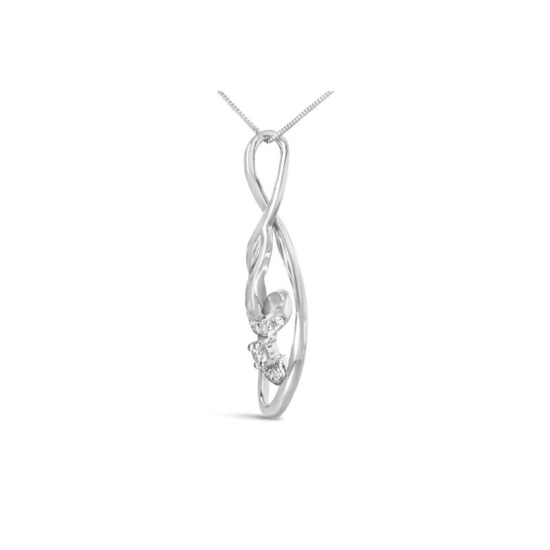 Bids.com Espira 10K White Gold 1/8 cttw Round Cut Diamond Layered Spiral Pendant Necklace (I-J, I1-I2) Necklaces
