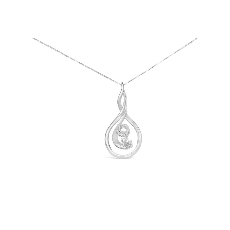 Bids.com Espira 10K White Gold 1/8 cttw Round Cut Diamond Layered Spiral Pendant Necklace (I-J, I1-I2) Necklaces