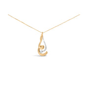 Bids.com Espira 10K Two-Tone Gold 1/10 cttw Round Cut Diamond Swirl Pendant Necklace (I-J, I2-I3) Necklaces