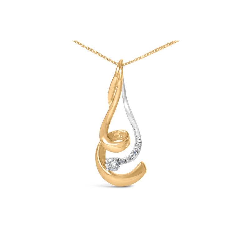 Bids.com Espira 10K Two-Tone Gold 1/10 cttw Round Cut Diamond Swirl Pendant Necklace (I-J, I2-I3) Necklaces