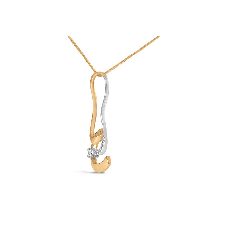 Bids.com Espira 10K Two-Tone Gold 1/10 cttw Round Cut Diamond Swirl Pendant Necklace (I-J, I2-I3) Necklaces