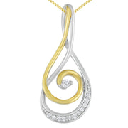 Bids.com Espira 10K Two-Tone Gold Round Cut Diamond Sparkling Spiral Pendant Necklace (1/6 cttw, J-K Color, I2-I3 Clarity) Necklaces