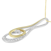 Bids.com Espira 10K Two-Tone Gold Round Cut Diamond Sparkling Spiral Pendant Necklace (1/6 cttw, J-K Color, I2-I3 Clarity) Necklaces