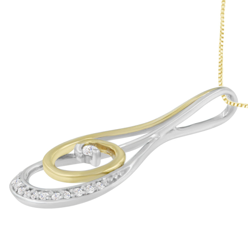 Bids.com Espira 10K Two-Tone Gold Round Cut Diamond Sparkling Spiral Pendant Necklace (1/6 cttw, J-K Color, I2-I3 Clarity) Necklaces